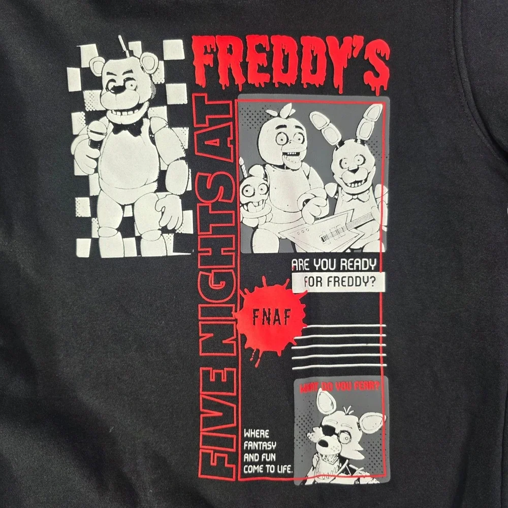 NWT Five Nights at Freddy's Boys Small 8 Graphic Hoodie Black FNAF